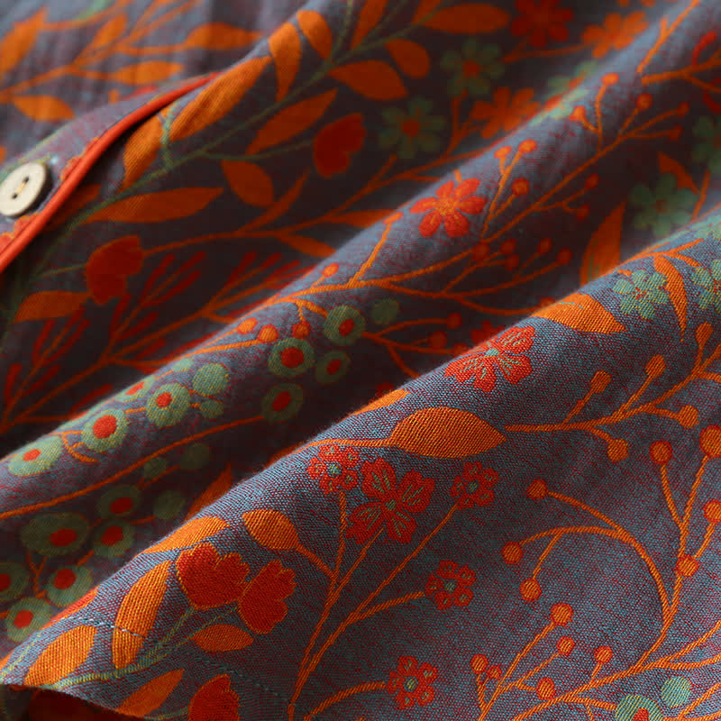 Ensemble de Loungewear en Coton à Col en Feuille Vintage