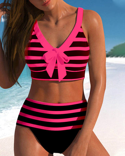 MP Bikinis taille haute à rayures