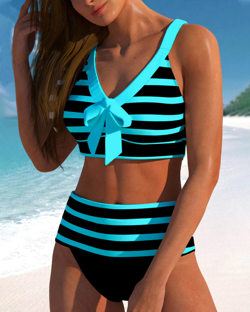 MP Bikinis taille haute à rayures