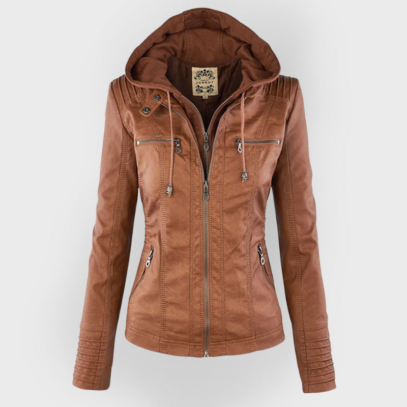 MP | Veste en cuir à la mode avec capuche