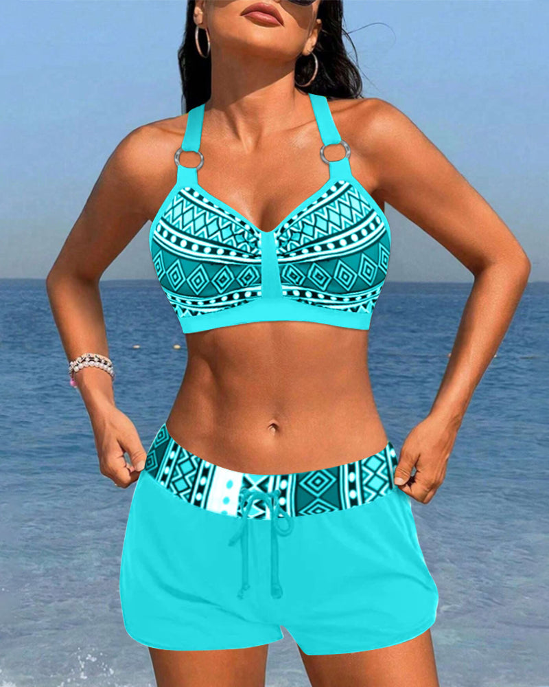 MP Bikinis taille haute à imprimé géométrique