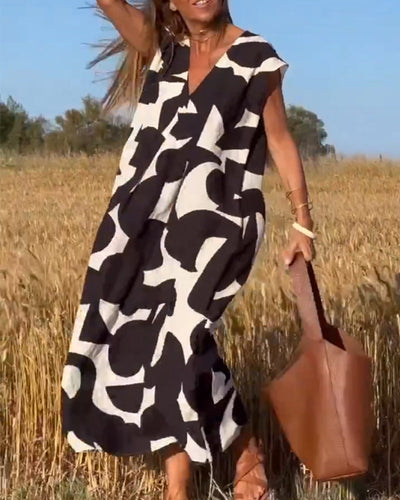 STÉPHANIE - ROBE IMPRIMÉE À COL EN V