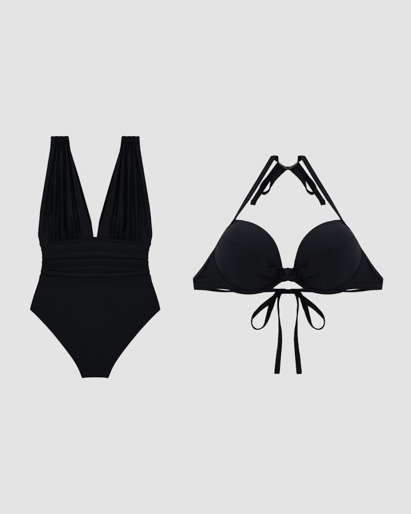 Élodie | Maillot de Bain Gainant à Décolleté Plongeant et Bretelle Réglable