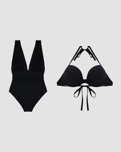 Élodie | Maillot de Bain Gainant à Décolleté Plongeant et Bretelle Réglable