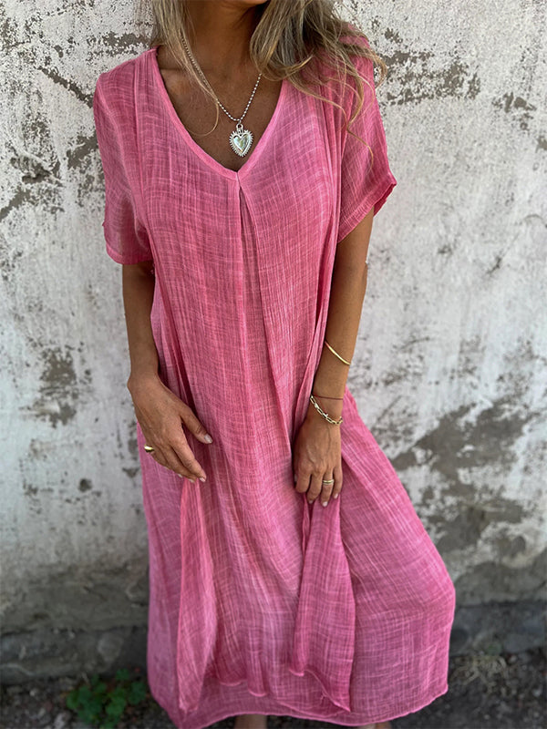 NAIA™ – ROBE ENCOLURE EN V EN COTON ET LIN