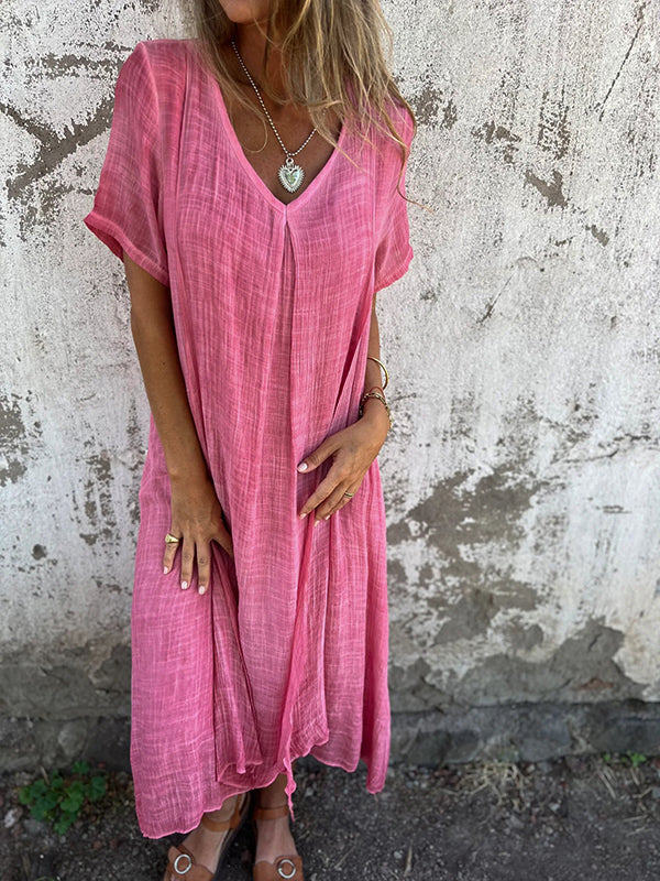 NAIA™ – ROBE ENCOLURE EN V EN COTON ET LIN