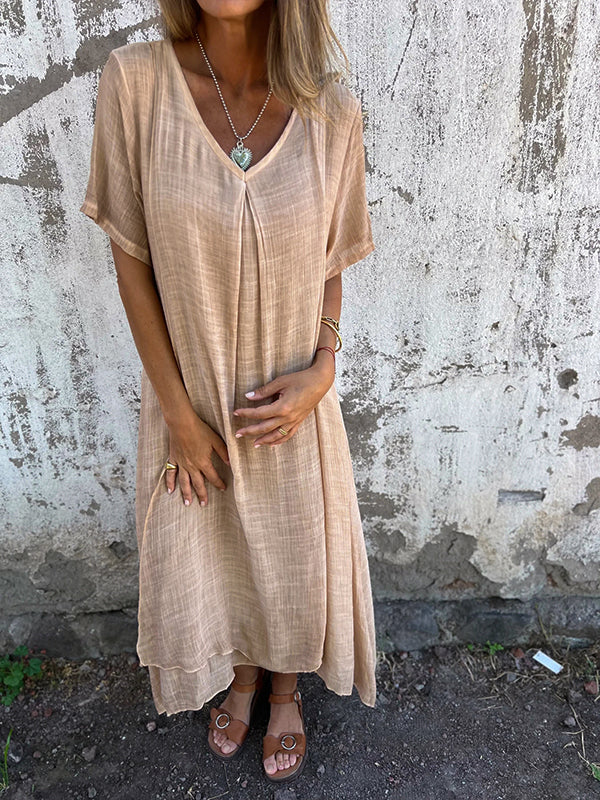 NAIA™ – ROBE ENCOLURE EN V EN COTON ET LIN