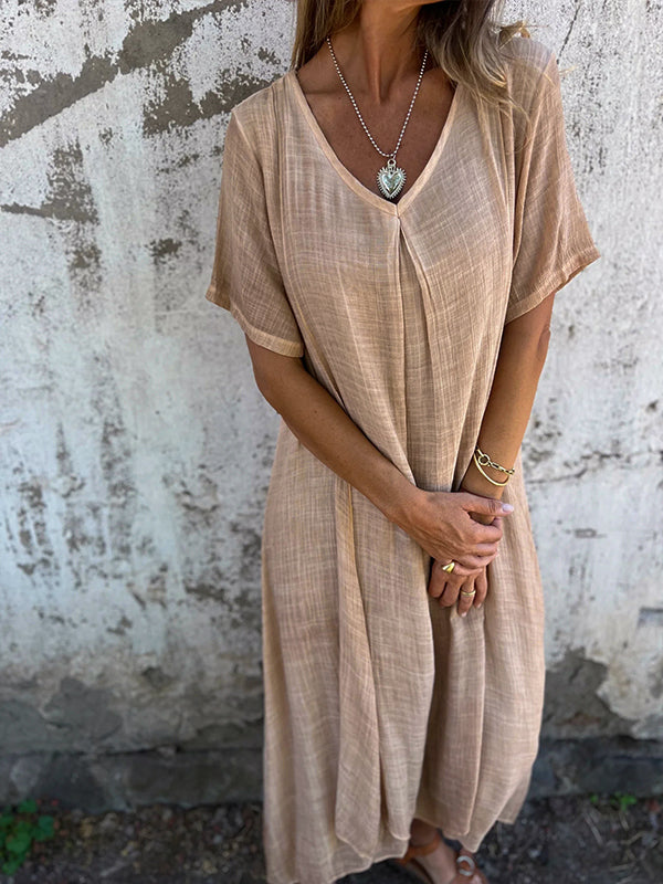NAIA™ – ROBE ENCOLURE EN V EN COTON ET LIN
