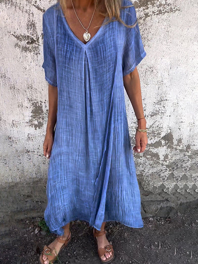 NAIA™ – ROBE ENCOLURE EN V EN COTON ET LIN