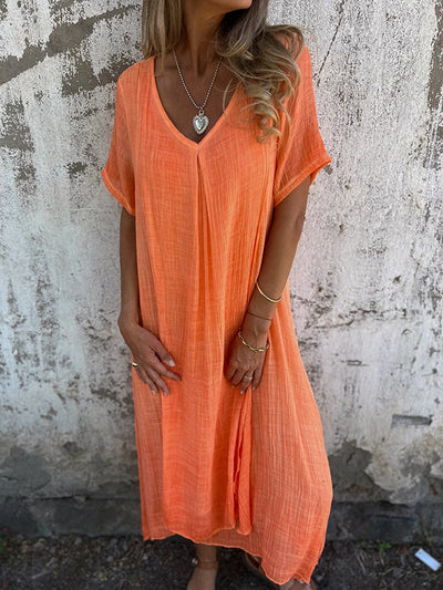 NAIA™ – ROBE ENCOLURE EN V EN COTON ET LIN