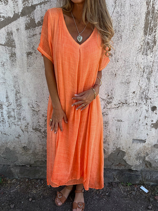 NAIA™ – ROBE ENCOLURE EN V EN COTON ET LIN