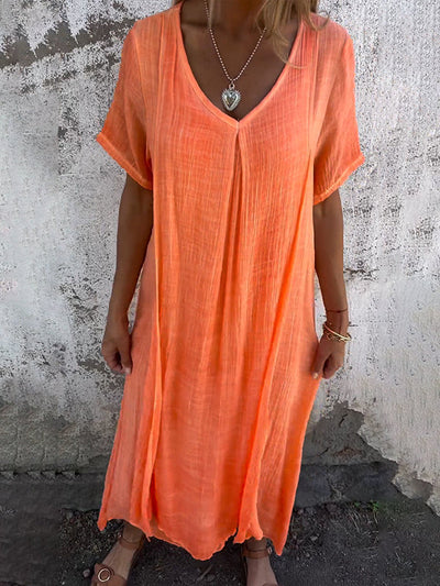NAIA™ – ROBE ENCOLURE EN V EN COTON ET LIN
