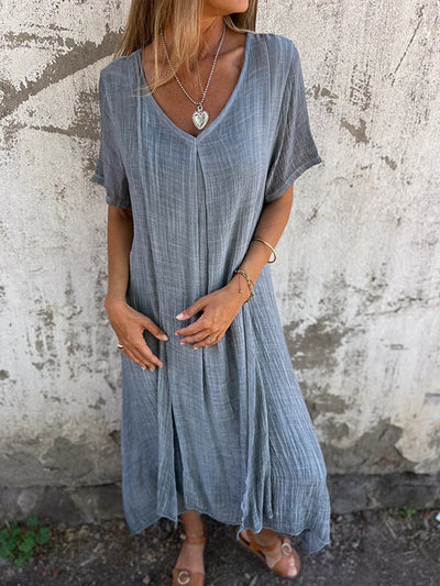 NAIA™ – ROBE ENCOLURE EN V EN COTON ET LIN
