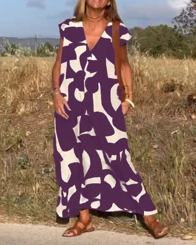 STÉPHANIE - ROBE IMPRIMÉE À COL EN V