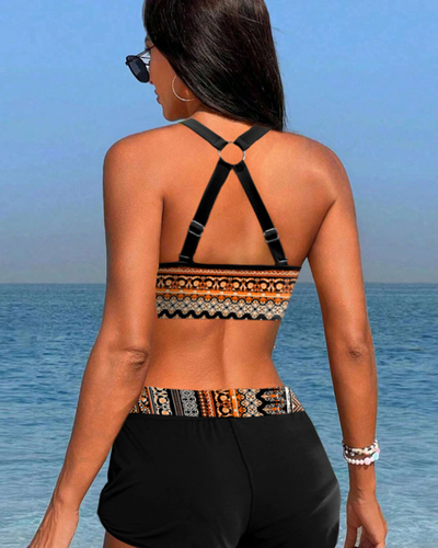 MP Bikinis taille haute à imprimé géométrique