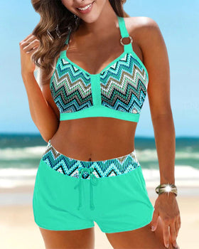 MP Bikinis taille haute à imprimé géométrique