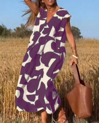 STÉPHANIE - ROBE IMPRIMÉE À COL EN V