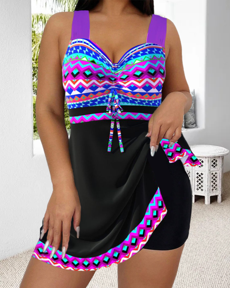MP Maillot de bain avec cordon de serrage et imprimé rayé