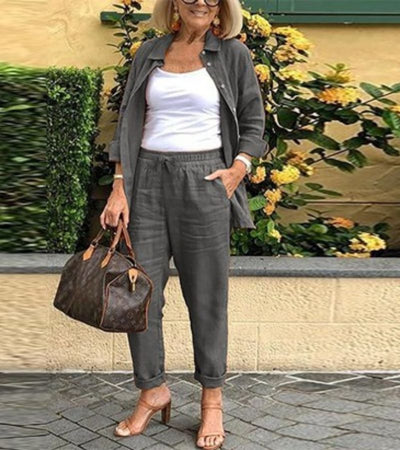 MARTINA | Ensemble chemise et pantalon en lin-coton