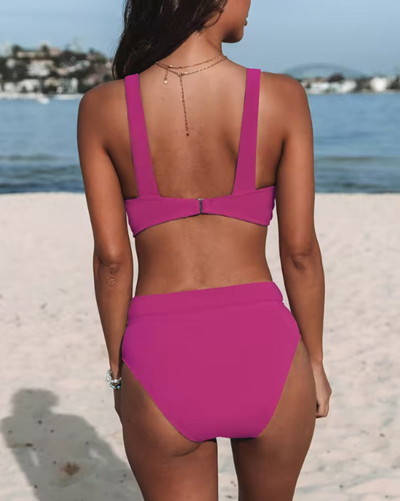 MP Bikinis de couleur unie taille haute