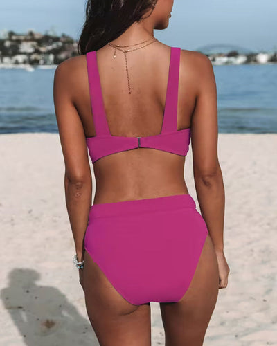 MP Bikinis de couleur unie taille haute