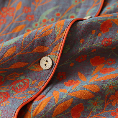 Ensemble de Loungewear en Coton à Col en Feuille Vintage