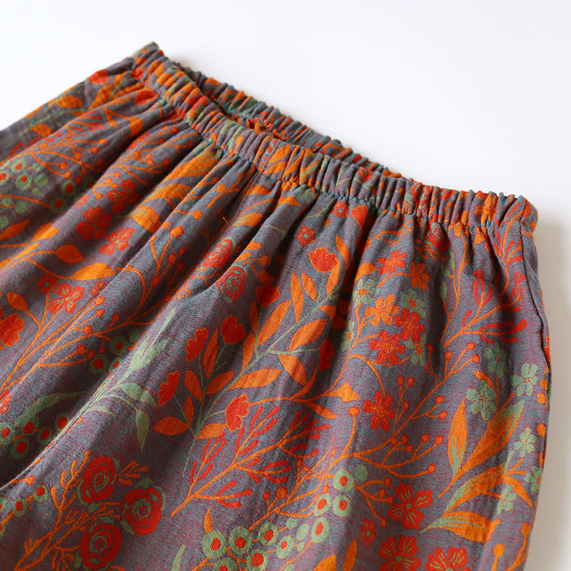Ensemble de Loungewear en Coton à Col en Feuille Vintage