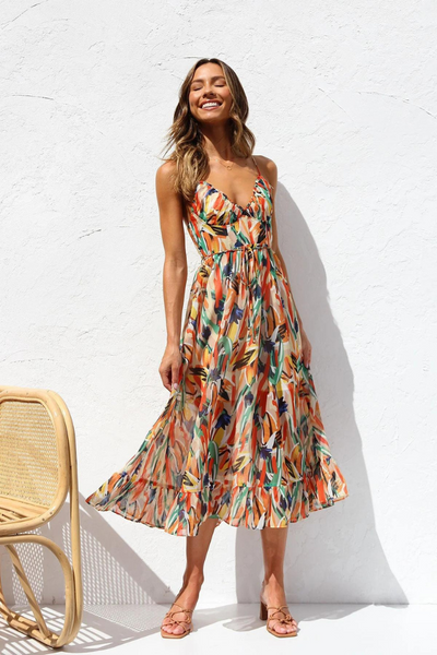 Chiara | Robe midi tendance aux couleurs vives pour femmes