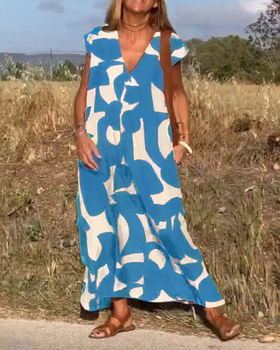 STÉPHANIE - ROBE IMPRIMÉE À COL EN V