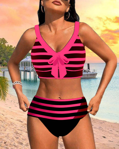 MP Bikinis taille haute à rayures