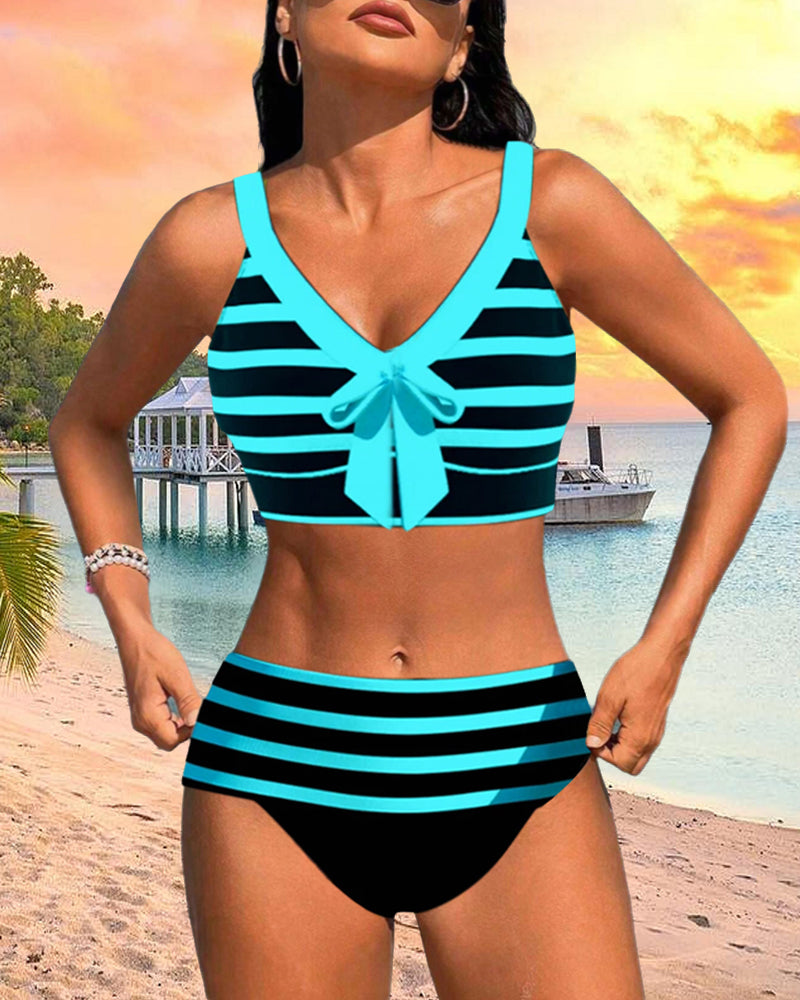 MP Bikinis taille haute à rayures