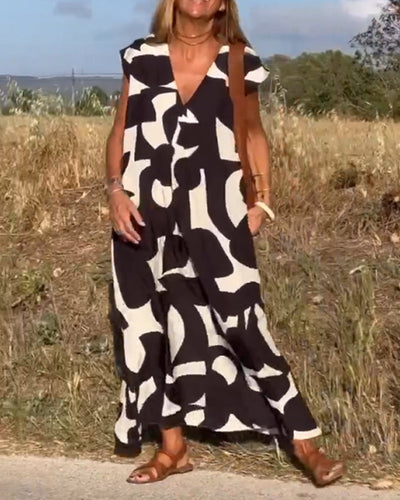 STÉPHANIE - ROBE IMPRIMÉE À COL EN V