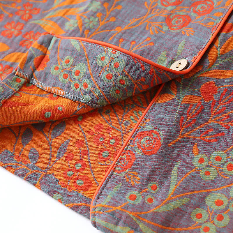 Ensemble de Loungewear en Coton à Col en Feuille Vintage