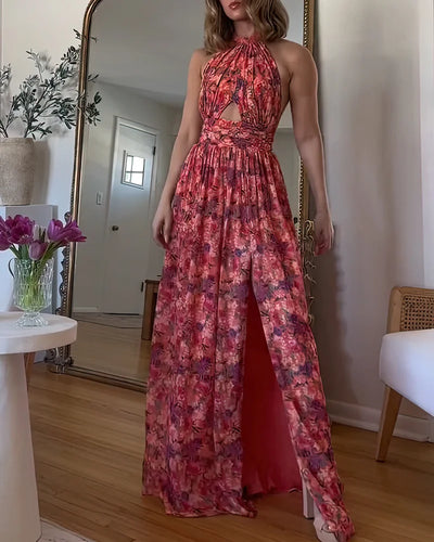 Isa Luna | Robe maxi décolletée avec imprimé floral
