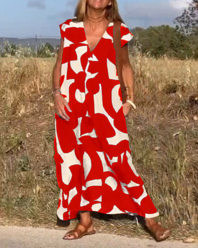 STÉPHANIE - ROBE IMPRIMÉE À COL EN V