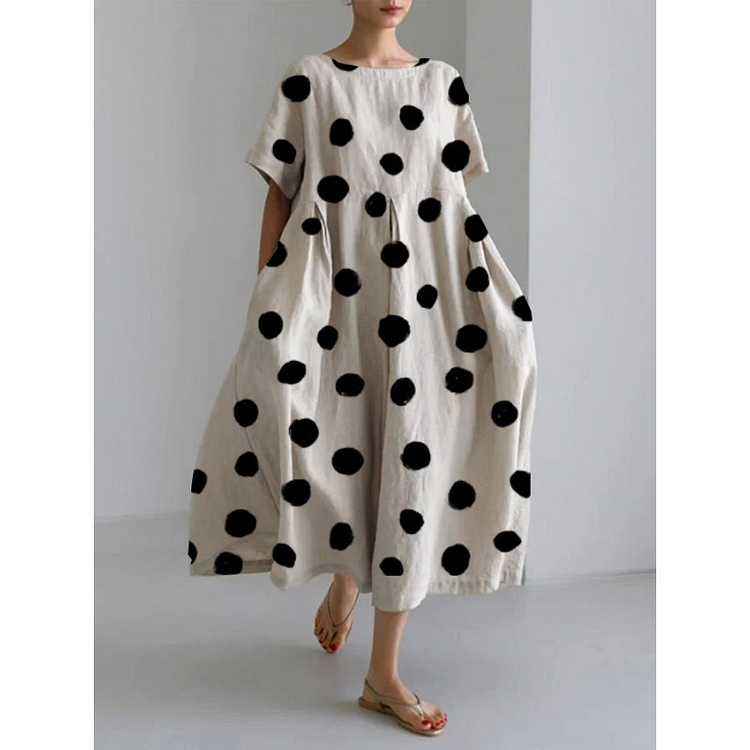 MP™ VALENTINA | Robe Longue Décontractée avec Pois Iconiques et Liberté de Mouvement pour les Journées d'Été