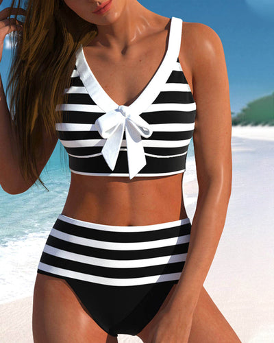 MP Bikinis taille haute à rayures