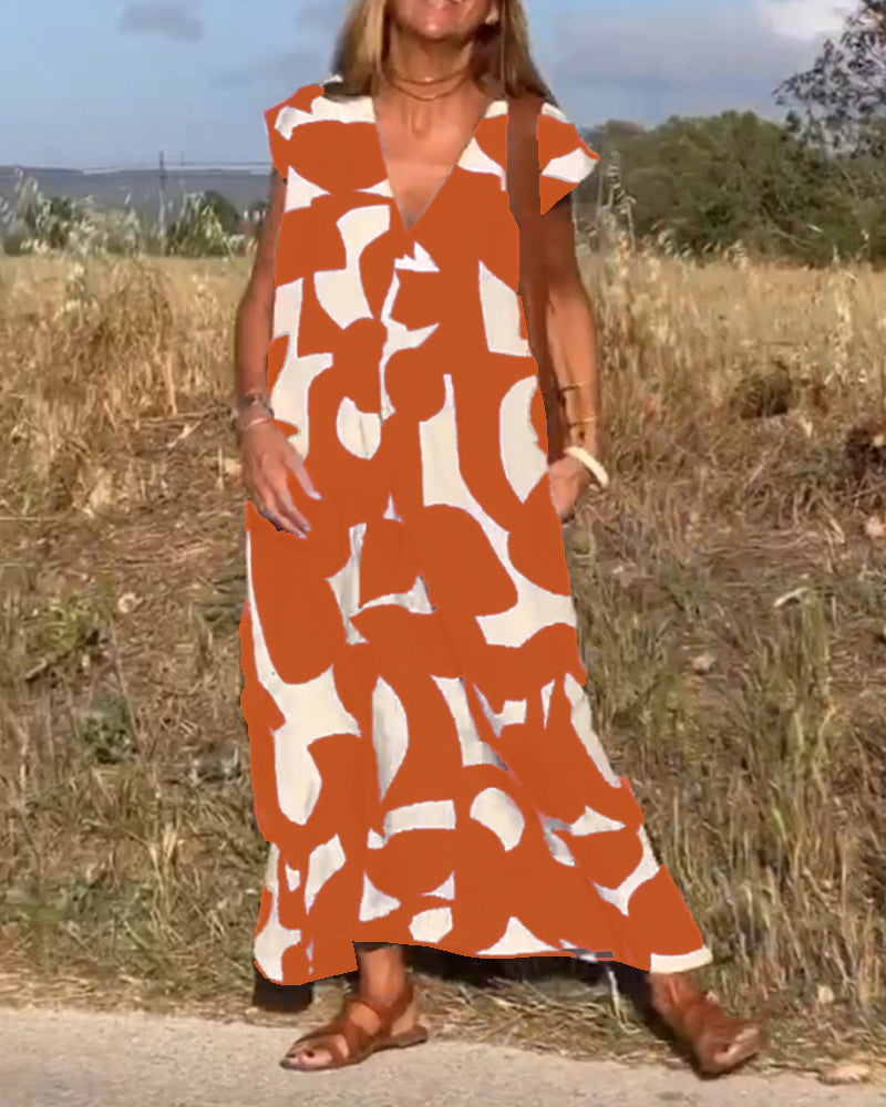 STÉPHANIE - ROBE IMPRIMÉE À COL EN V