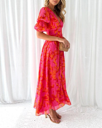Dera™ - Robe Maxi Rose-Rouge