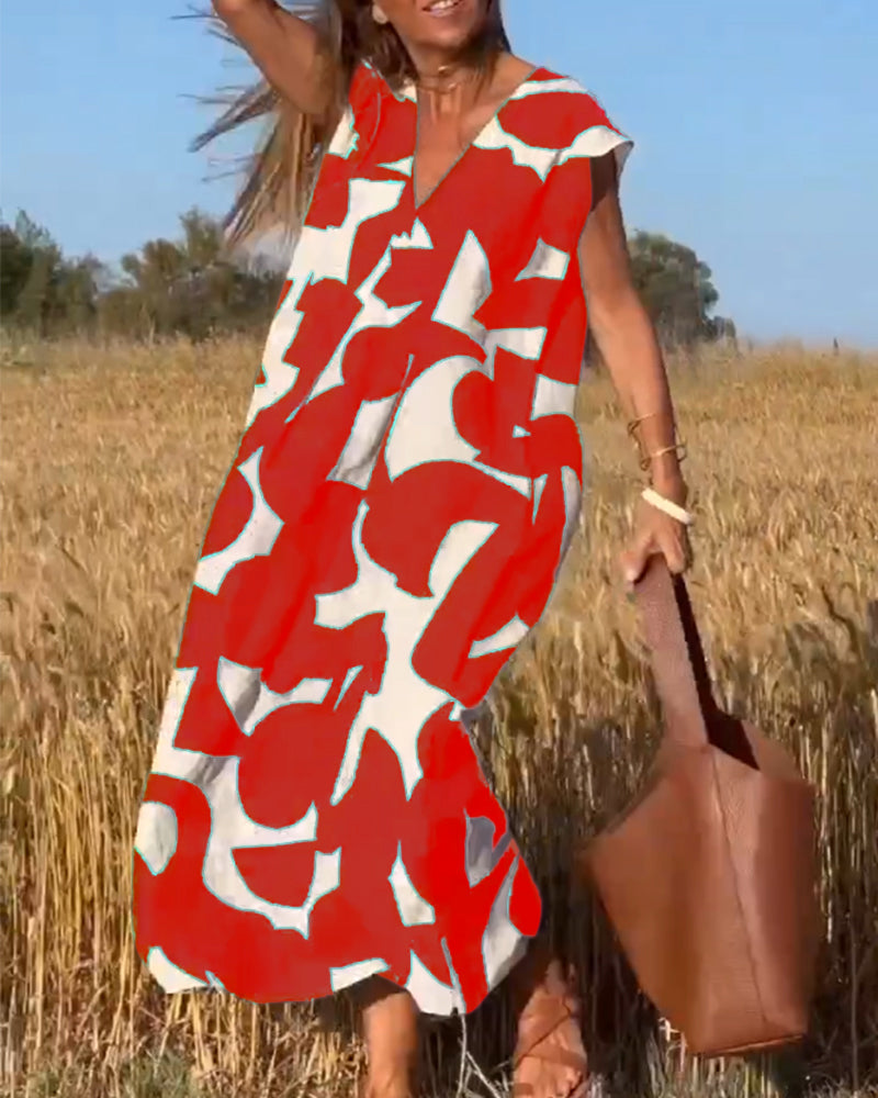 STÉPHANIE - ROBE IMPRIMÉE À COL EN V