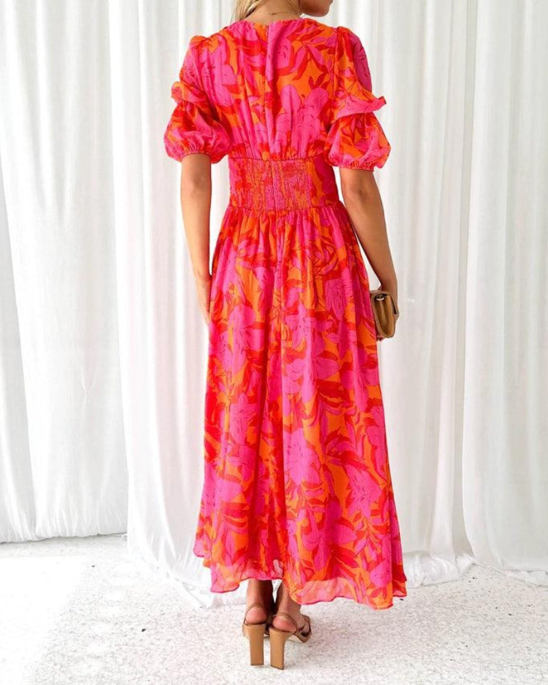 Dera™ - Robe Maxi Rose-Rouge