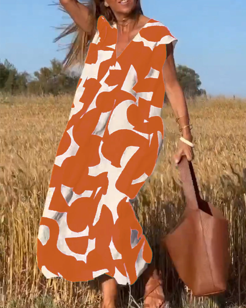 STÉPHANIE - ROBE IMPRIMÉE À COL EN V