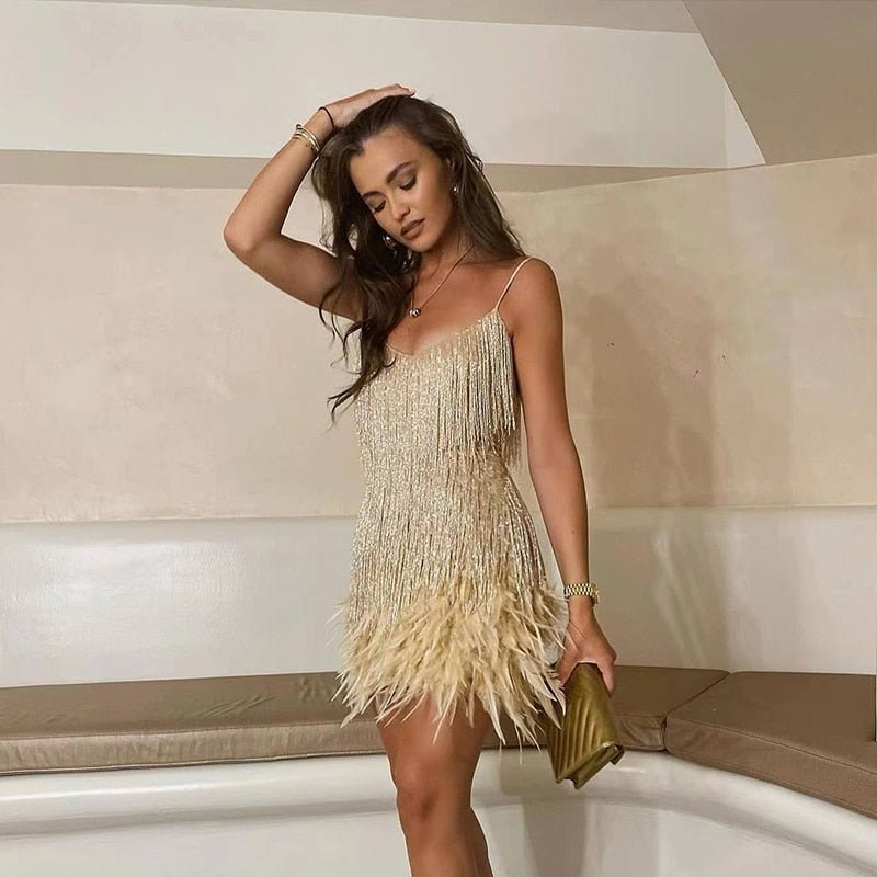 Brielle - Mini robe en plumes