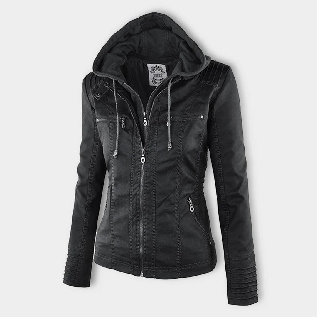 MP | Veste en cuir à la mode avec capuche