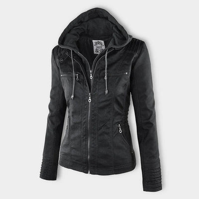 MP | Veste en cuir à la mode avec capuche