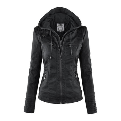 MP | Veste en cuir à la mode avec capuche