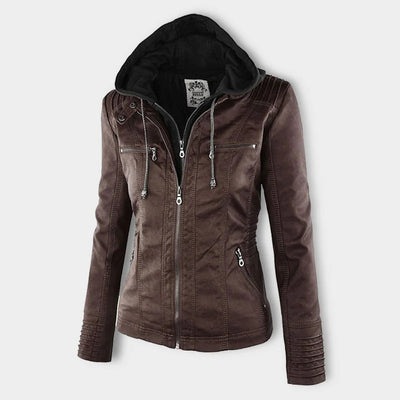 MP | Veste en cuir à la mode avec capuche