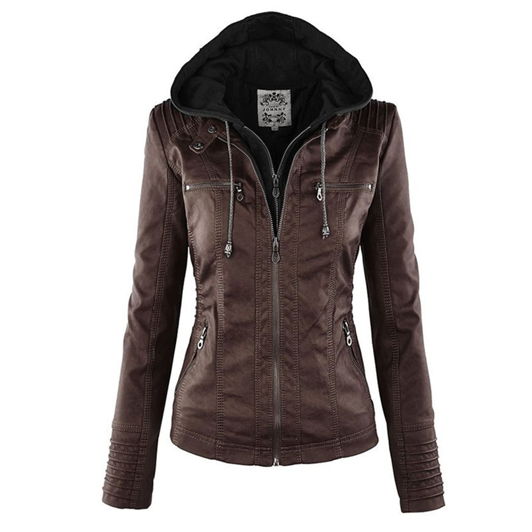 MP | Veste en cuir à la mode avec capuche