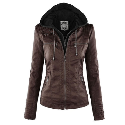 MP | Veste en cuir à la mode avec capuche