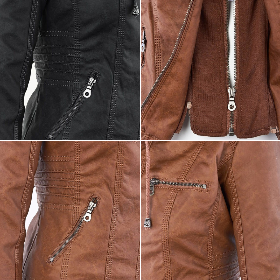 MP | Veste en cuir à la mode avec capuche